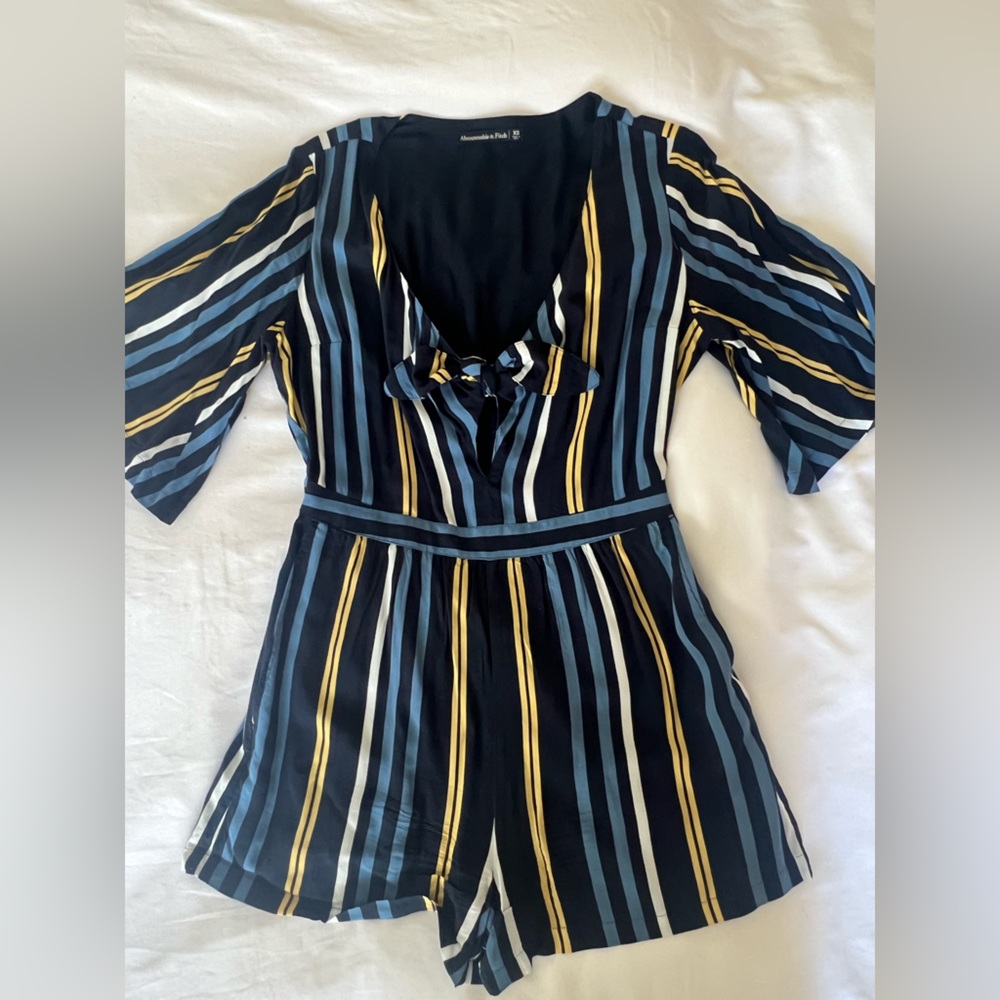 Striped Blue and Yellow Romper